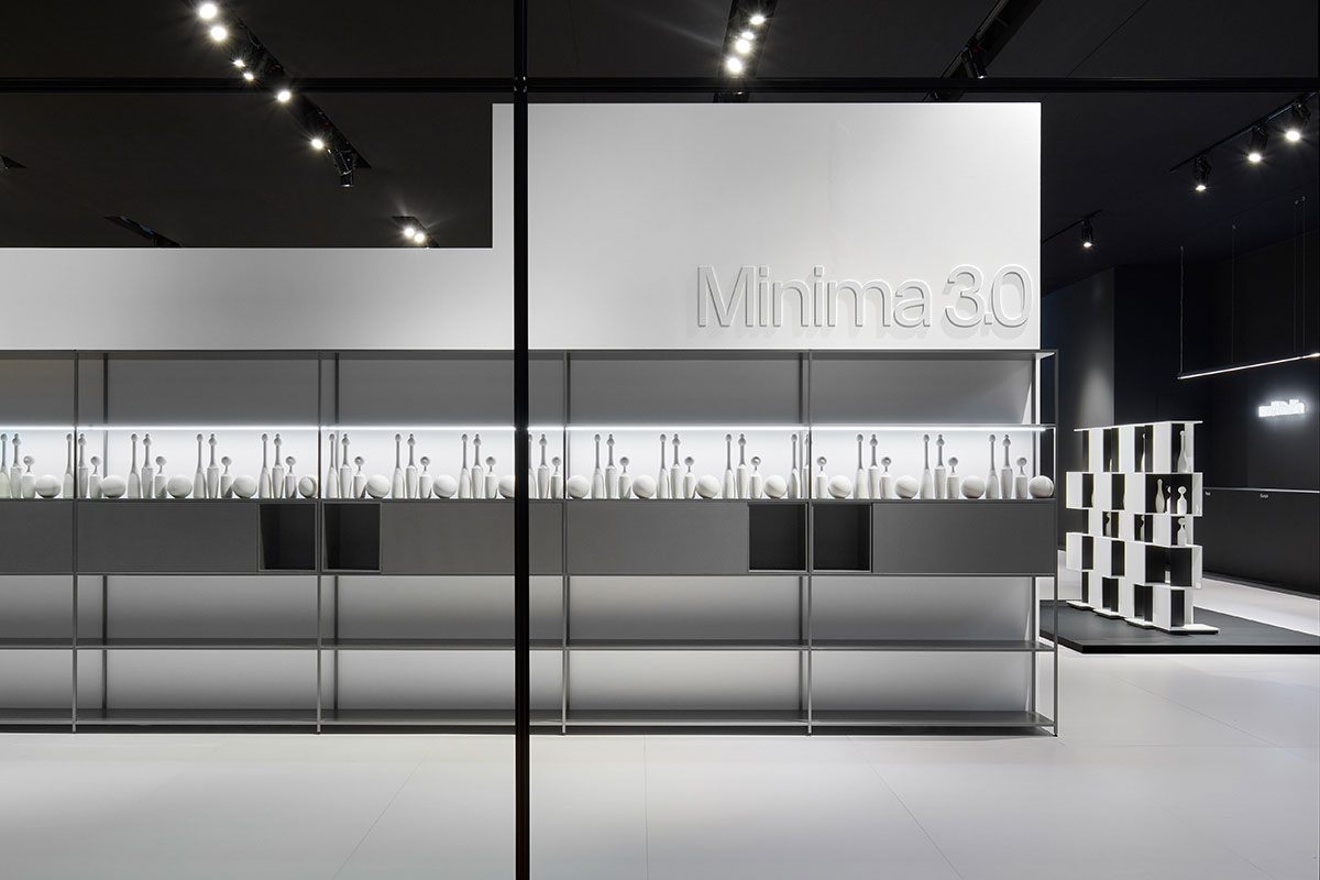 MINIMA 3.0. A modular, storage unit with shelves and containers. MDF Italia